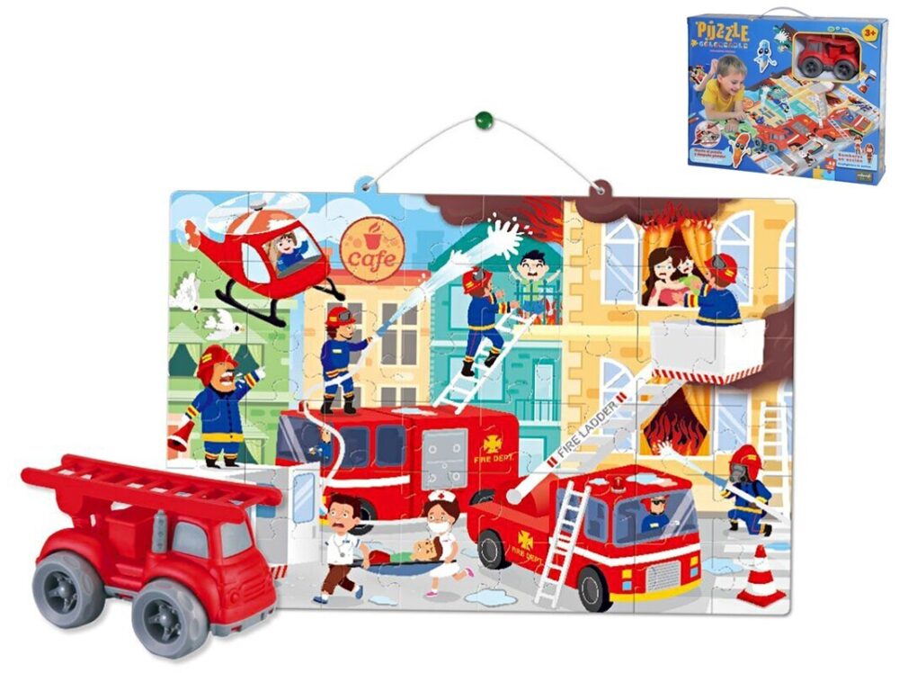 Puzzle coloreable con coche Bombero