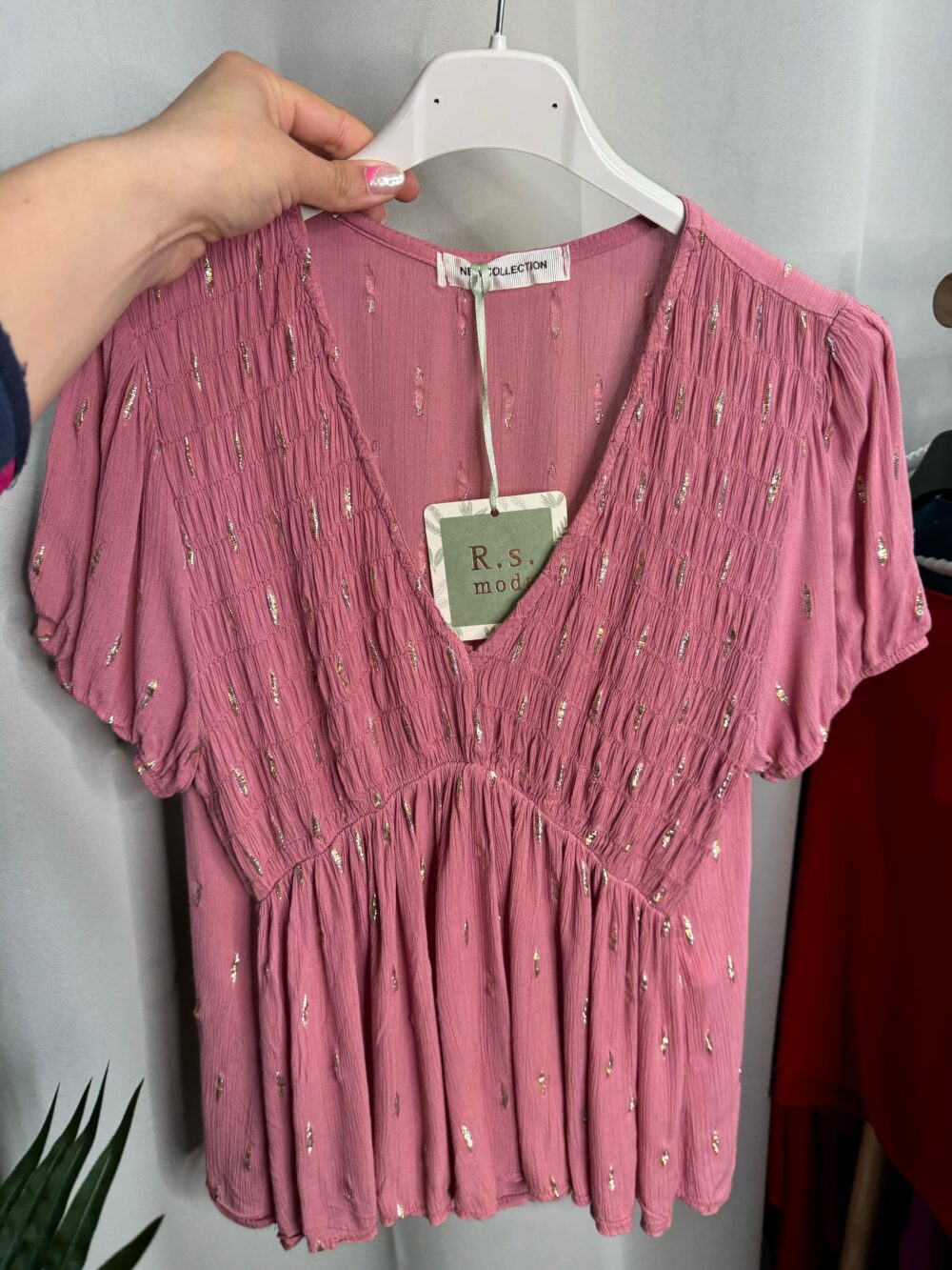 Blusa rosa-dorada Talla Única